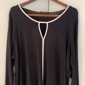 Black tunic top with white trim
